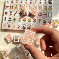 Jeu de Mahjong américain moderne de luxe avec tuiles en acrylique à dos coquillage irisé, idéal pour les amateurs de Mahjong et parfait pour offrir en cadeau