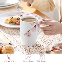 Tasse en céramique à poignée de couleur fleur avec couvercle tasse cadeau en céramique, sublimation à la main tasse à café en céramique personnalisée mignonne