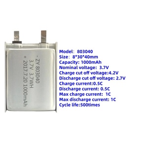 Перезаряжаемый литий-полимерный аккумулятор 803040, 1000 мАч - Product Image 3