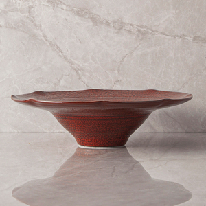 Cuisine Japonaise Style Restaurant Classique Rétro <span class=keywords><strong>Cour</strong></span> Royale Réactive Porcelaine Mouchetée Couleur Rouge Pâtes Assiette à Soupe Céramique - Product Image 4