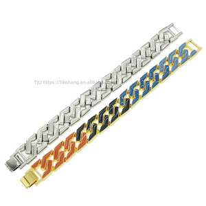 Locomotive Colorful Wide <b>Cuban</b> Bracelet Bracelet, Hipster Nightclub Hip-hop Decorative Bracelet Tanjing - Product Image 5