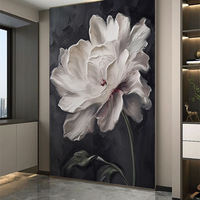 Papier peint mural 3D abstrait floral sans couture en fibre synthétique imperméable anti-salissure pour la décoration moderne du salon et du porche