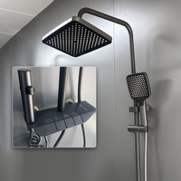 Ensemble de robinetterie de douche carrée murale moderne pour salle de bain, avec mitigeur de douche à effet pluie chaud et froid, style hôtel de luxe, fabriqué en Chine