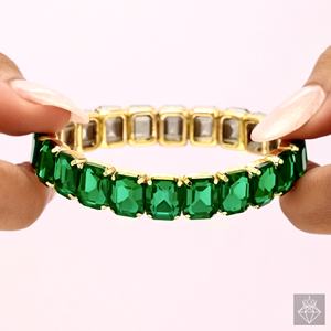 PRAO hecho a mano a granel moda chapado en oro Material de latón antideslustre Esmeralda brazalete para aniversarios de mujeres - Product Image 4