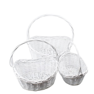 New Wicker Rỗng Món Quà Màu Trắng Hamper Giỏ Với Trang Trí Ý Tưởng Trong Số Lượng Lớn Tre Với Xử Lý Với Apple Mặt Hàng Giỏ Trái Cây - Product Image 1