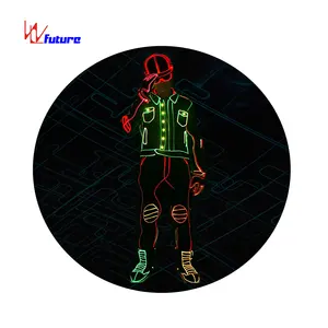 Masa Depan DMX Nirkabel Dikendalikan Lampu LED Tron Dance Kostum Perapi Lightbalance Pakaian Orang Dewasa Neon Jaket untuk Acara