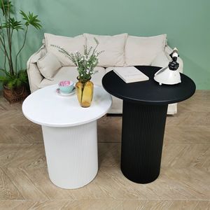 INNOVA Modern <b>Round</b> <b>White</b> Solid Wood Decorative Durable Coffee Side <b>Table</b> New Contemporary European Design for Home Kitchen Use - Product Image 5