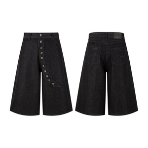 Pantalones Vaqueros Casuales de Hombre, Estilo Retro Americano, Diseño Irregular con Botones Inclinados, Tendencia Nacional - Product Image 1