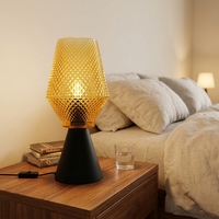 Lámpara de Mesa Decorativa de Metal y Vidrio E26 E27, Iluminación de Lujo para Hotel, Lámpara de Noche para Dormitorio