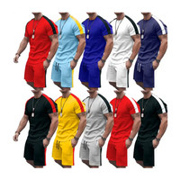 Ensemble de survêtement court en molleton imprimé décontracté et respirant pour homme, coupe oversize, tendance, pour le printemps, 2 pièces, effet délavé