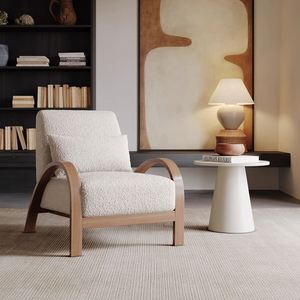 Fauteuil lounge design classique du milieu du siècle, tissu en laine d'agneau, fauteuil de loisirs Bruxelles - Product Image 3