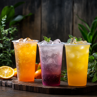 Gobelets en plastique PET transparents jetables imprimés avec logo personnalisé à paroi unique 10oz-32oz Gamme pour boisson au jus de thé Boba