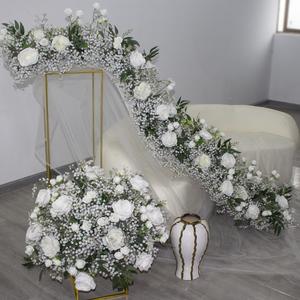 Venta caliente White Baby Breath Rose con arreglo floral verde Bola de flores y corredor para boda Stage Arch Hotel Decor - Product Image 5