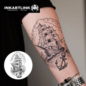 INKARTLINK - Pegatina <span class=keywords><strong>de</strong></span> <span class=keywords><strong>Tatuaje</strong></span> para el Cuerpo, Pegatina <span class=keywords><strong>de</strong></span> <span class=keywords><strong>Tatuaje</strong></span> <span class=keywords><strong>de</strong></span> Papel con Diseño <span class=keywords><strong>de</strong></span> Barco <span class=keywords><strong>de</strong></span> Vela, Resistente al Agua, Ecológica, <span class=keywords><strong>de</strong></span> Larga Duración (15 Días), Venta al por Mayor - Product Image 2