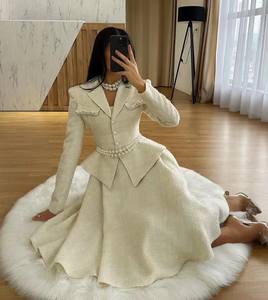 Костюм женский из двух предметов: элегантный жакет с бисером и твидовая юбка с завышенной талией. Новинка осенне-зимней коллекции от собственного производителя. - Product Image 3