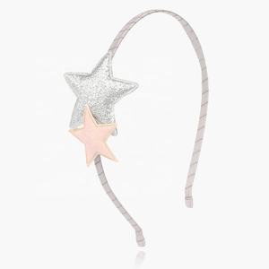 Diademas para bebé con lazo y estrella, banda delgada de color liso ondulado, diadema para niñas, accesorios de moda para el cabello con brillo. - Product Image 1