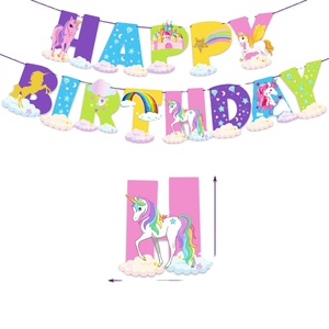 Pancarta de papel con temática de unicornio, pastel con globos insertados, suministros de decoración para fiesta de cumpleaños de unicornio - Product Image 2