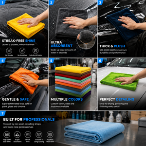 Serviette de séchage pour <span class=keywords><strong>voiture</strong></span> en microfibre torsadée Premium 1200-1400GSM, ultra absorbante, sans ourlet, pour l'entretien et le <span class=keywords><strong>lavage</strong></span> automobile - Product Image 5