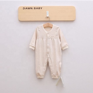 Venta al por mayor de 100% de algodón orgánico de punto de manga larga en <span class=keywords><strong>blanco</strong></span> de bebé recién nacido niño niña Bebé Ropa <span class=keywords><strong>mono</strong></span> mameluco - Product Image 3