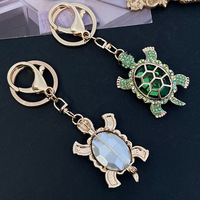 Vente en gros de porte-clés tortue bling cristal strass animaux de l'océan porte-clés diamant porte-clés de voiture porte-clés tortue porte-clés tortue