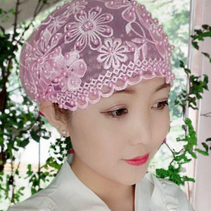 Lace Pearl Decorative Baotou style Ethnic Style <b>Hat</b> - Product Image 2