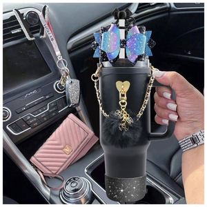 Fashion 8-Piece Luxury Charm <b>Travel</b> <b>Cup</b> Accessories Set Boot Straw Cap Hook Pompom Lipstick Bag Kit Custom Logo Floral Bowknot - Product Image 3