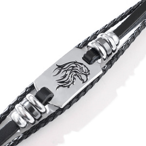 Pulsera de cuero con diseño de halcón, cuerda trenzada de PU negra y marrón, regalo de joyería para hombres y mujeres, accesorio de moda - Product Image 2