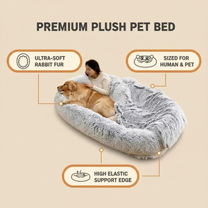 Nuovo Letto per Umani e Animali Domestici, Traspirante, in Peluche, con Motivo a Tinta Unita, Rimovibile e Lavabile, Divano Letto per Umani e Animali - Product Image 4