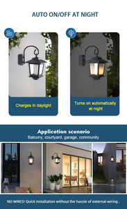 Lanterne murale solaire extérieure blanc chaud, <span class=keywords><strong>lampe</strong></span> décorative en tungstène, étanche, luminaire solaire suspendu pour porche, garage - Product Image 5