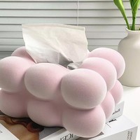 Boîte à mouchoirs en céramique rose en forme de guimauve, porte-boîte à mouchoirs pour serviettes en papier, décoration de table de salle de bain, salon