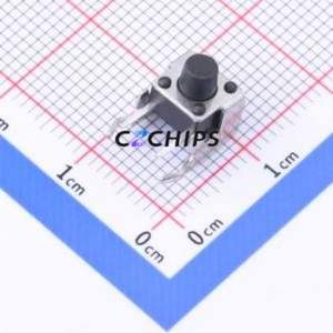 TC-6615-6.5-160G Tactile Switch Bent Lead Through Hole-4P,6x6mm Single Pole Single Throw Round Button 1.6N Right Angle Insert - Product Image 1