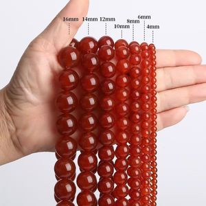 赤瑪瑙ビーズ、ルビー丸玉、散りばめられたビーズ、ヒーリングパワー、ジュエリー、ストーンビーズ、ブレスレット、ネックレス製作の卸売 - Product Image 2