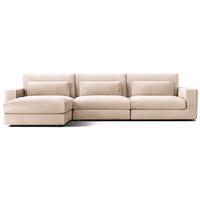 Ensemble de canapés modulaires personnalisables pour appartement, Lugano, coussin moelleux en tissu, meubles d'intérieur en bois, canapé sectionnel en forme de L pour hôtel