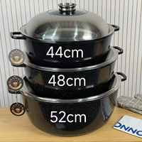 Batterie de cuisine design élégant avec couvercles métalliques, double fond, antiadhésive, en granit, casseroles et faitouts pour la maison, 44, 48, 52 cm