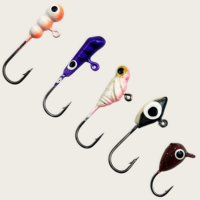 Kit de 30 leurres de pêche sur glace phosphorescents, 5 styles, 1,3-1,8g, hameçons à tête plombée en boîte, pour la pêche en eau douce en hiver (perche, crappie)