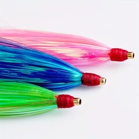 Alpha OEM 10cm Tête de plomb Mylar Flash Teaser Fly Tying Bucktail Leurres de pêche pour le bar de thon d'eau salée