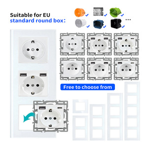 European Standard 86 Type <b>Socket</b> <b>With</b> <b>USB</b> RJ45 Combination Touch Switch Smart Wi-Fi Control White Black Silver Gray Glass Panel - Product Image 1