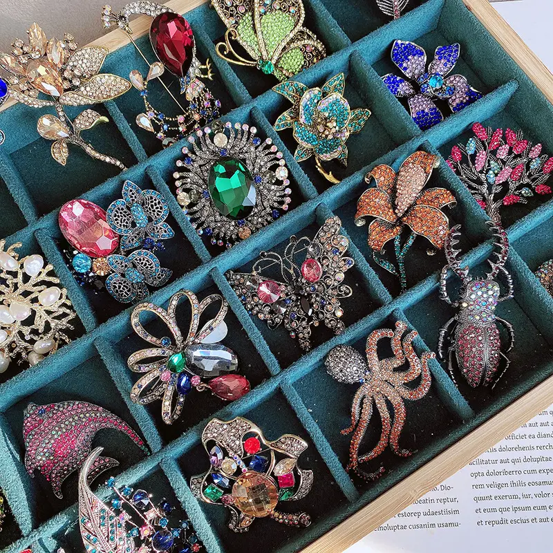 PUSHI New personality animal flower geometry kpop luxury gift decoration brooch premium mixed accessories women brooches