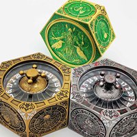 Jouets de jeux de société : Octaèdre polyédrique rotatif à 7 dés, Fidget Spinners en métal premium, durables, gravés sur le thème de l'aventure