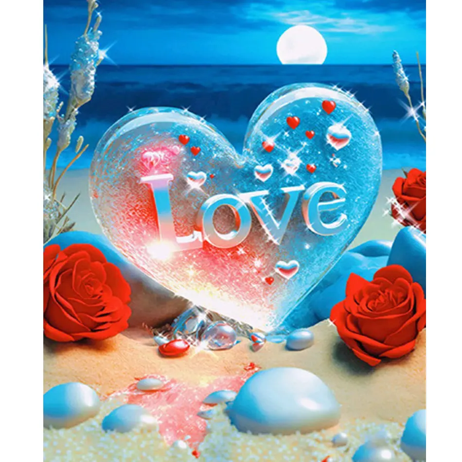 Diy pintura por números para adultos principiantes Kits imagen romántica corazón flores dibujo por números para regalo Diy 40x50cm