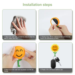 Bunga matahari lengket cangkir hisap kait plastik dinding dipasang tunggal ruang tamu dapur pintu bunga matahari kait - Product Image 5