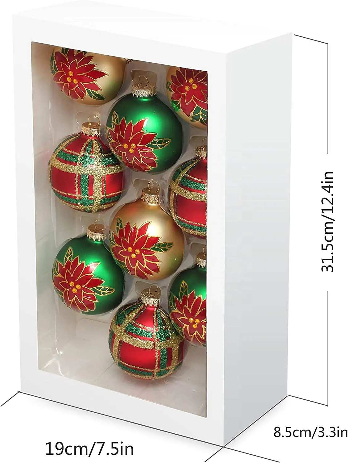 새로운 디자인 크리스마스 트리 장식 유리 공 판매 파티 장식 녹색 빨간 유리 크리스마스 공
