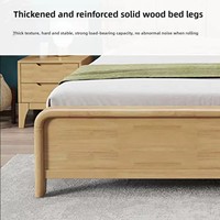 Lit double en bois massif de style moderne, fabriqué en Chine, avec dossier rigide en bois massif, meubles de chambre à coucher