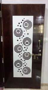 Panneau mural circulaire abstrait en métal découpé au laser, décoration murale pour porte, panneau d'art métallique géométrique moderne - Product Image 3