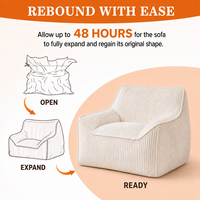 Günstiger Lazy Sofa Lounge-Sessel mit Vakuumkompression aus Weichem Weißem Cord aus China, Modernes Geschwungenes Design für Erwachsene zum Lesen und Entspannen