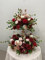 Nouvelles Tendances Mariage 2026 : Composition Florale Bordeaux Artificielle – Anthurium et Hortensia Verts Bordeaux pour Centre de Table de Fête
