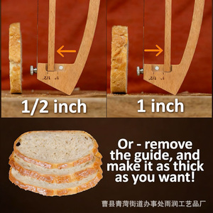 Wooden <b>Bread</b> Slicer Stainless Steel Blade 8-9.9 In Multi Purpose Kitchen <b>Knife</b> For Baguette Sandwich Cutting - Product Image 4