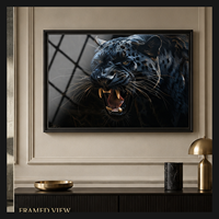 Impression murale Panthère Noire, portrait animalier pour salon, salle de jeux, bureau, hôtel, intérieurs modernes sombres et muraux décoratifs