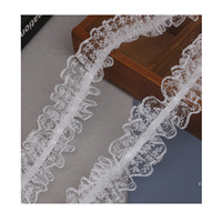 Bande de dentelle décorative en polyester à volants, 4 cm (1,6 pouces), style Europe-Amérique, pour bordures de vêtements et accessoires capillaires