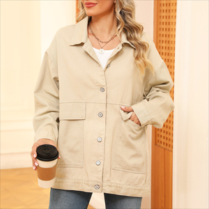 Giacca di <span class=keywords><strong>jeans</strong></span> da <span class=keywords><strong>donna</strong></span> a maniche lunghe, vestibilità ampia e versatile, lunghezza media, nuova collezione autunno 2026, <span class=keywords><strong>abbigliamento</strong></span> casual, taglie S-2XL - Product Image 5